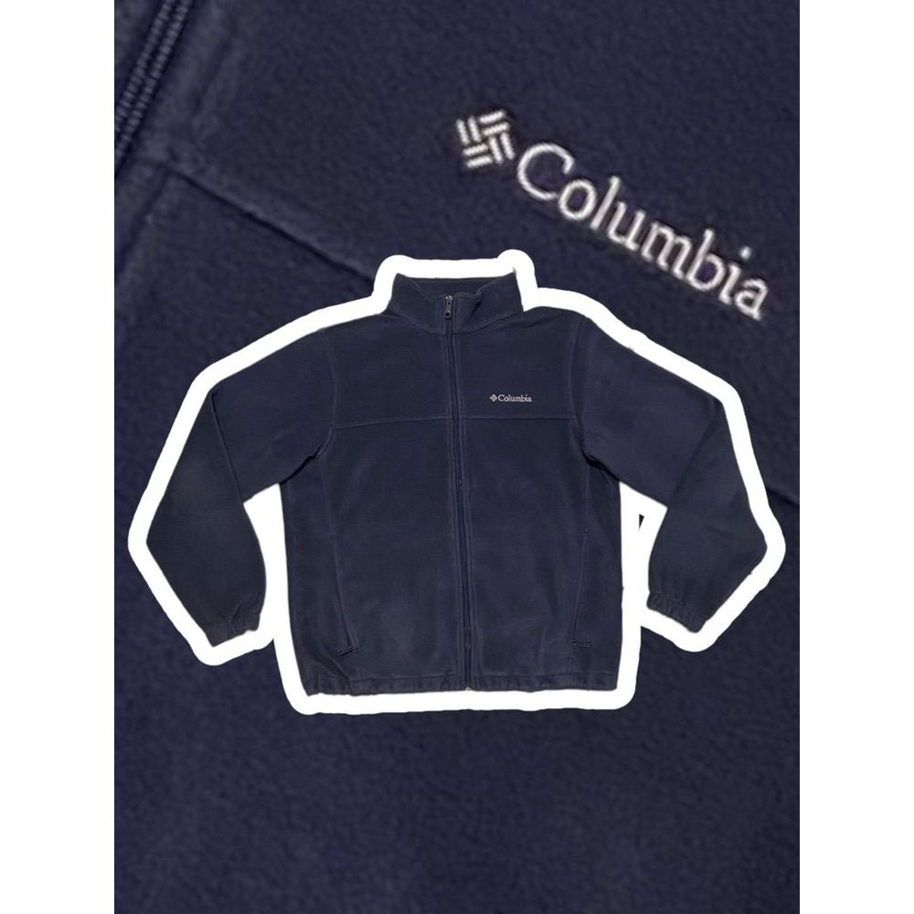 Columbia Fuzzy Navy Blue Zippered Fleece jacket with pockets Men’s Size Large